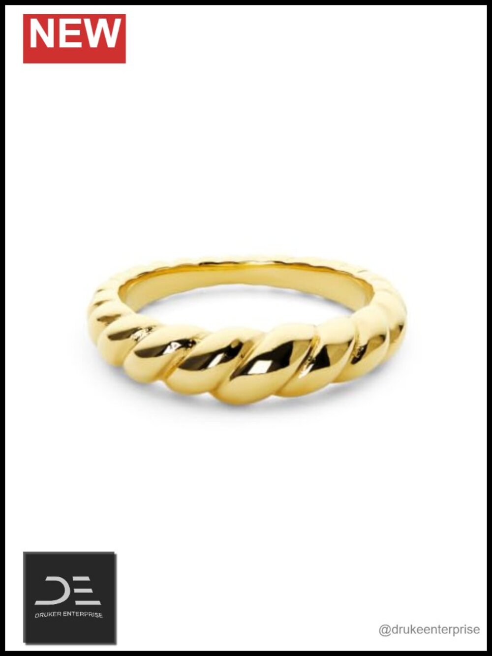 14K Gold Plated Rope Twist Stacking Ring Hypoallergenic Tarnish Free Women